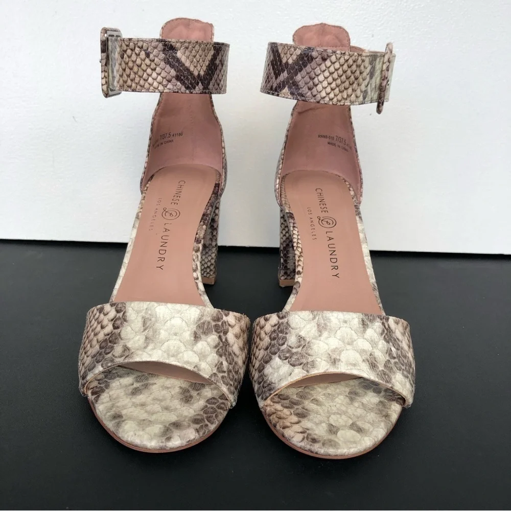 Chinese Laundry Rumor Snakeskin open toe heeled sandals Size 7